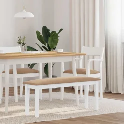 Banc 110 cm blanc bois massif caoutchouc vidaXL