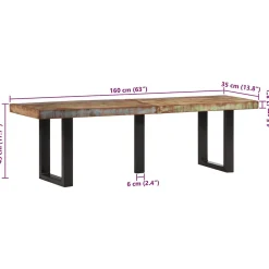 Banc 160 cm bois de récupération massif et acier vidaXL