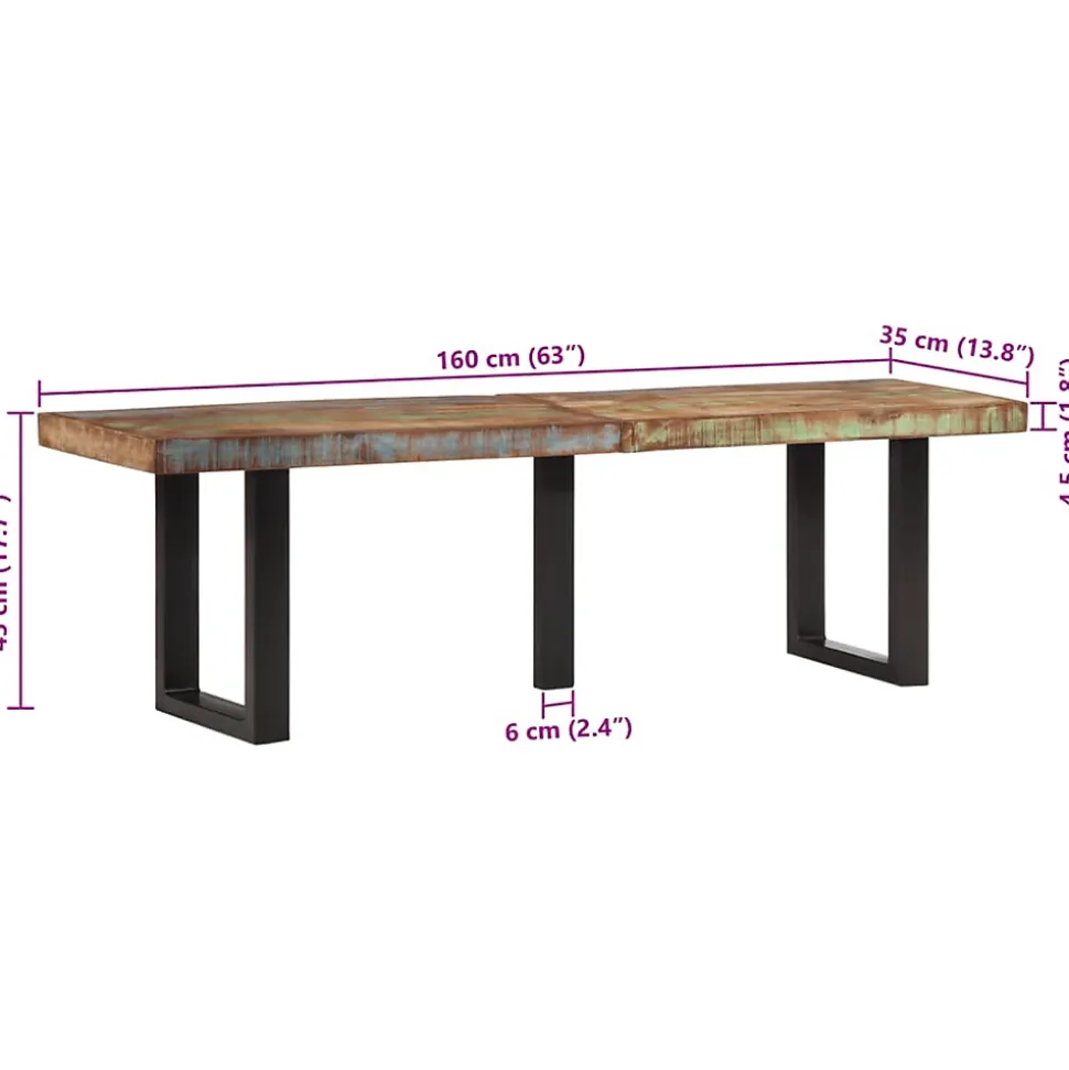 Banc 160 cm bois de récupération massif et acier vidaXL
