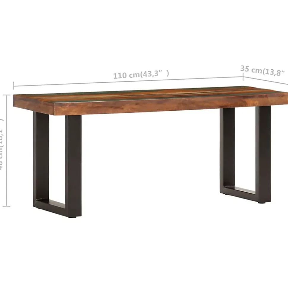 Banc 110 cm Bois de récupération solide et acier vidaXL