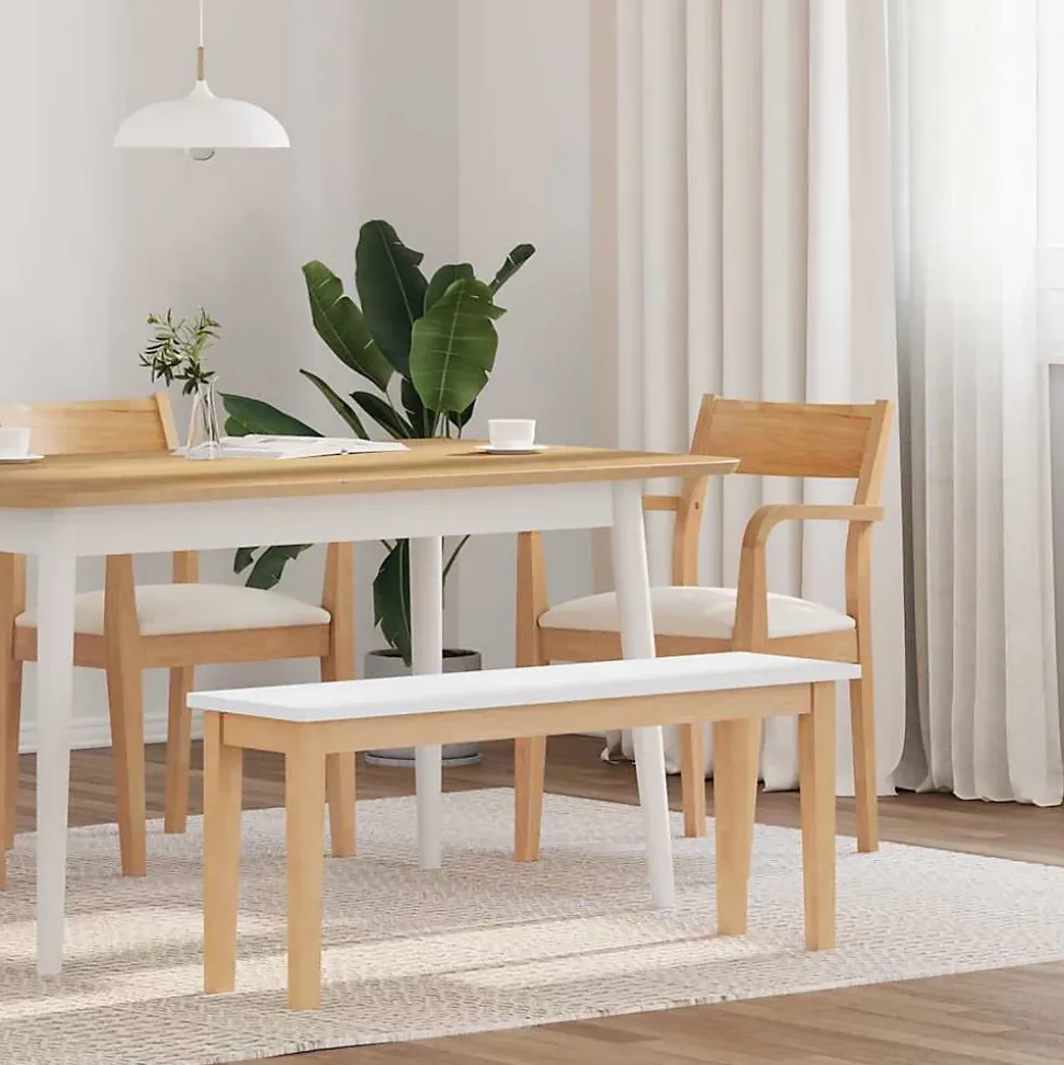 Banc 110 cm bois massif caoutchouc vidaXL