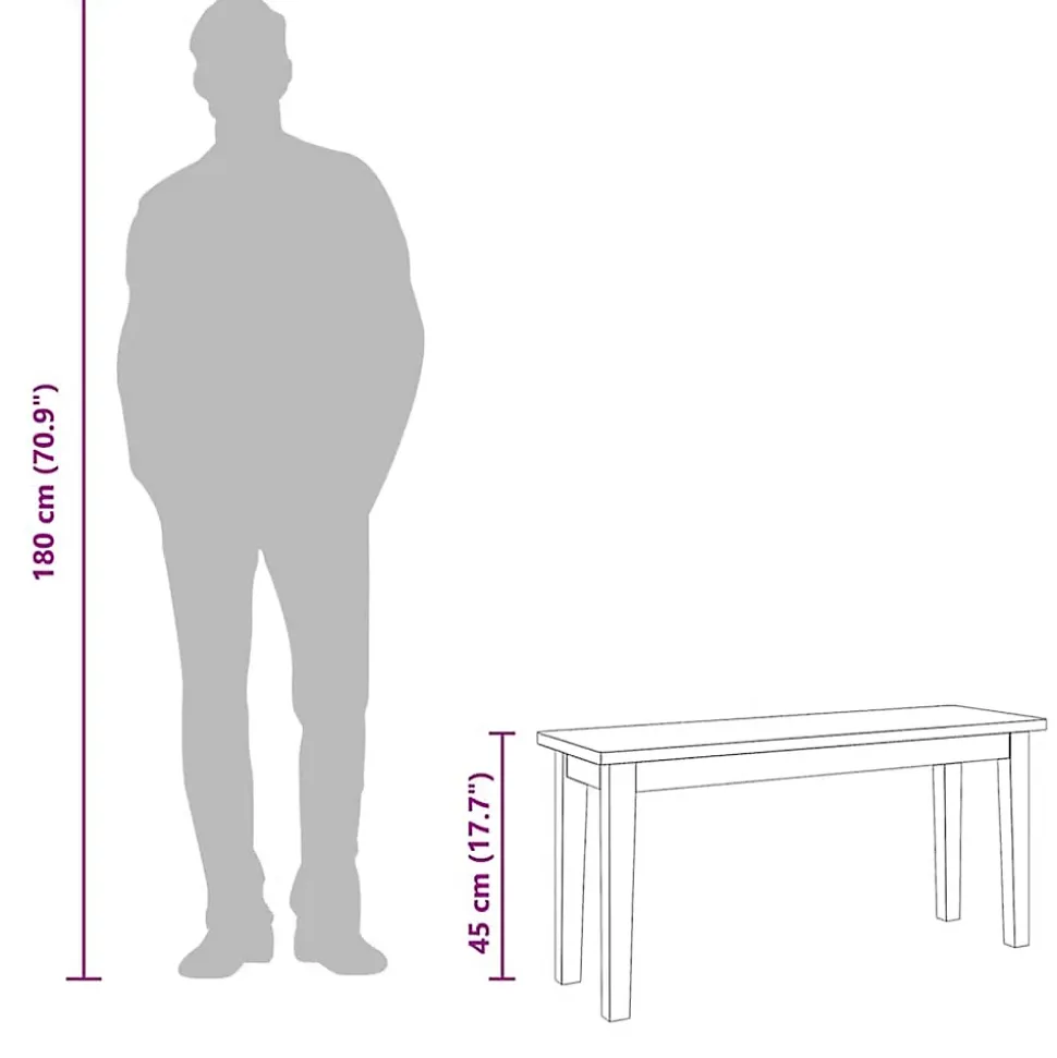 Banc 90 cm bois massif caoutchouc vidaXL
