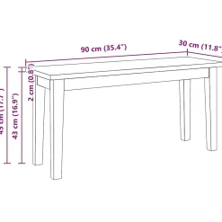 Banc 90 cm bois massif caoutchouc vidaXL