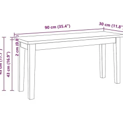 Banc 90 cm bois massif caoutchouc vidaXL