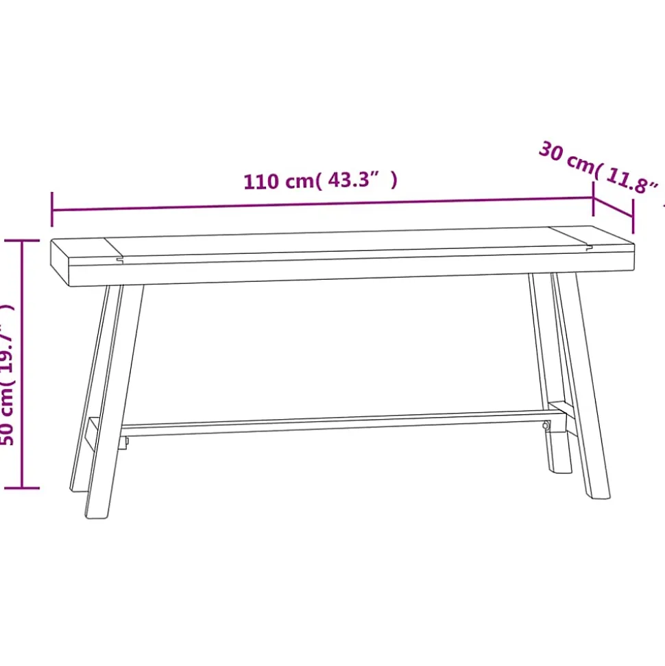 Banc 110 cm Bois massif de teck vidaXL