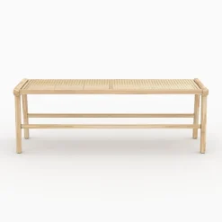Banc 120 cm en bois de teck et cannage - Kuna