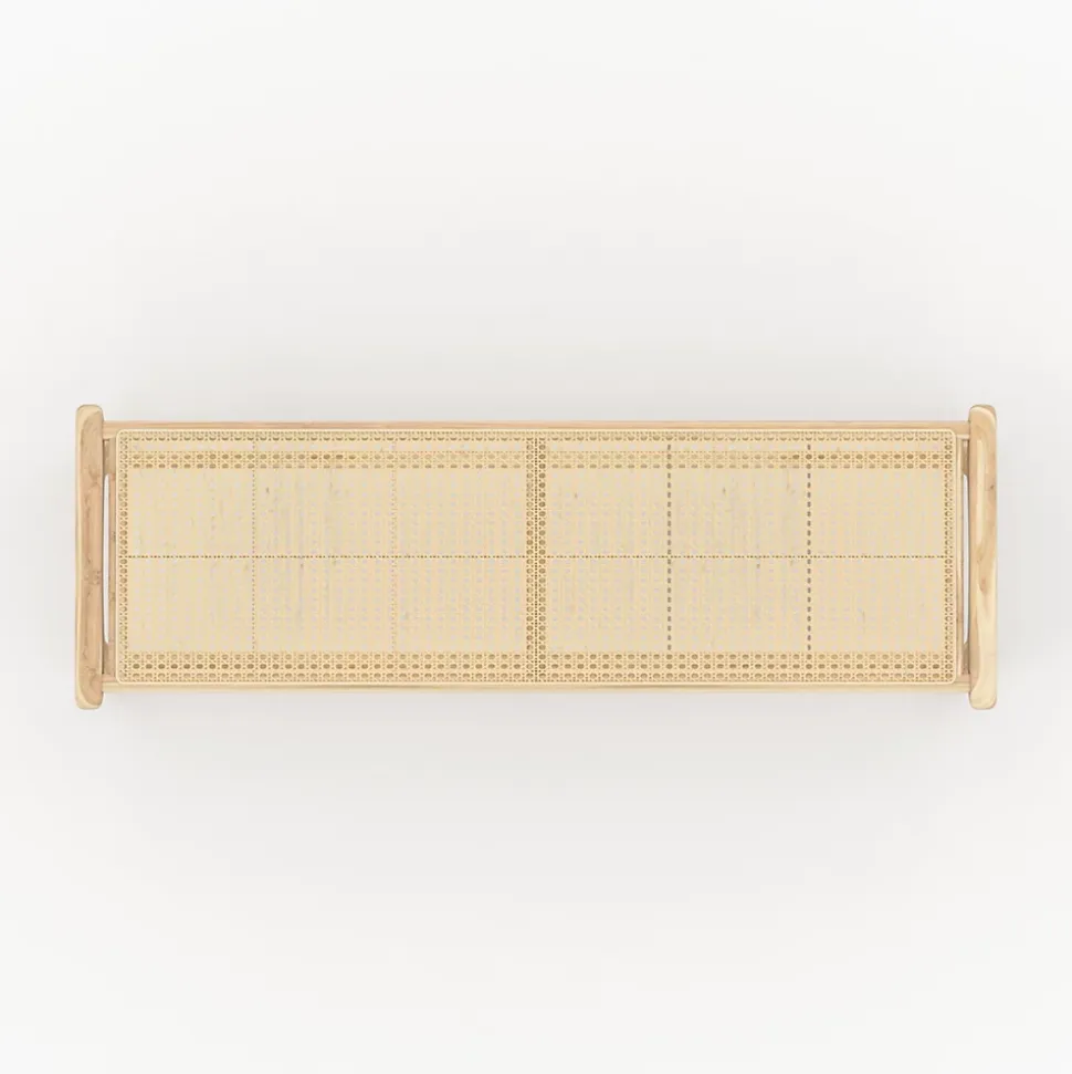 Banc 120 cm en bois de teck et cannage - Kuna