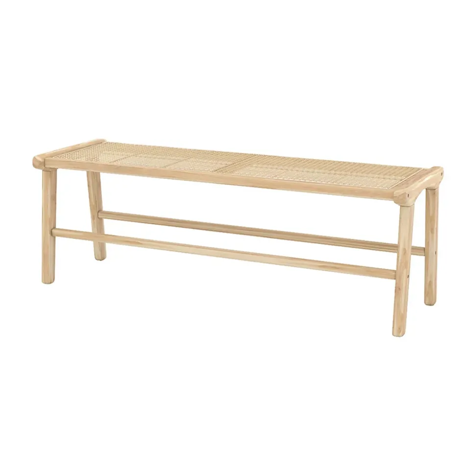 Banc 120 cm en bois de teck et cannage - Kuna
