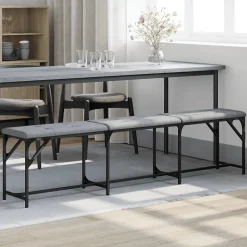 Banc à manger gris clair 186x32x45 cm acier et tissu vidaXL