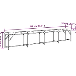 Banc à manger gris clair 248x32x45 cm acier et tissu vidaXL