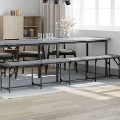 Banc à manger gris clair 248x32x45 cm acier et tissu vidaXL