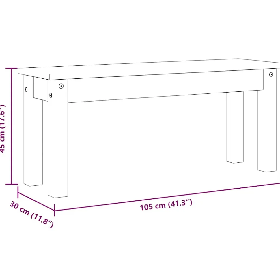Banc à manger Panama gris 105x30x45 cm bois massif de pin vidaXL