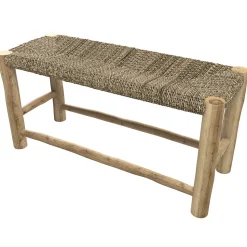 Banc 2 places 90 cm en jonc de mer et branche de teck - Jovan