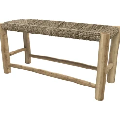 Banc 2 places 90 cm en jonc de mer et branche de teck - Jovan