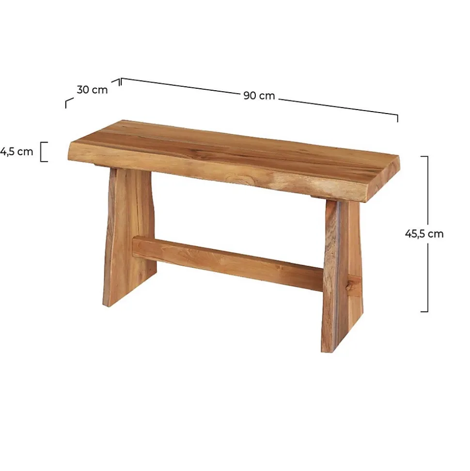 Banc 2 places en bois de teck recyclé 90 cm - Vic