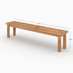 Banc 3 places en bois de teck recyclé 200 cm - Mémo