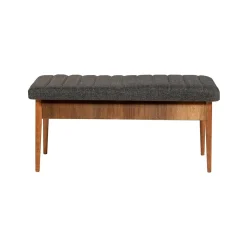 Banc Arielli, Banc polyvalent, Sièges pour les invités, Coffre multifonctionnel, 110x40h48 cm, Noyer et Anthracite