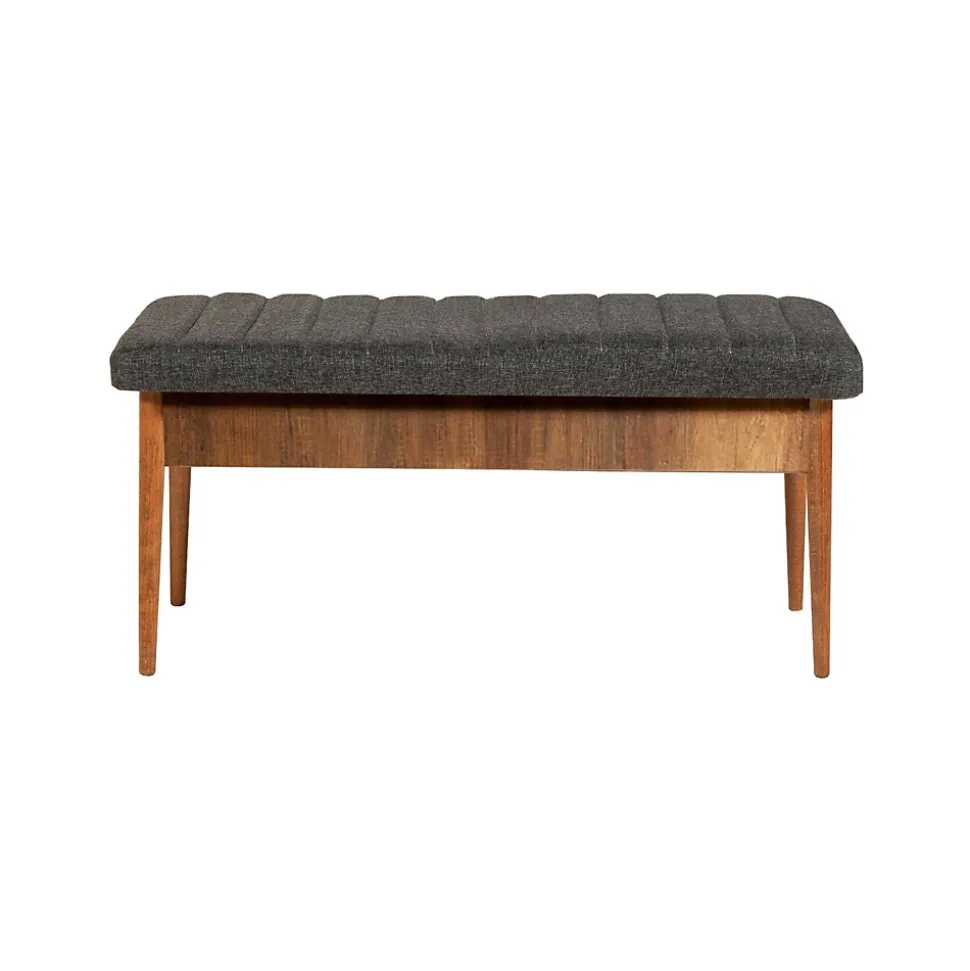 Banc Arielli, Banc polyvalent, Sièges pour les invités, Coffre multifonctionnel, 110x40h48 cm, Noyer et Anthracite