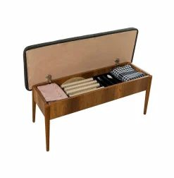 Banc Arielli, Banc polyvalent, Sièges pour les invités, Coffre multifonctionnel, 110x40h85 cm, Noyer et Anthracite