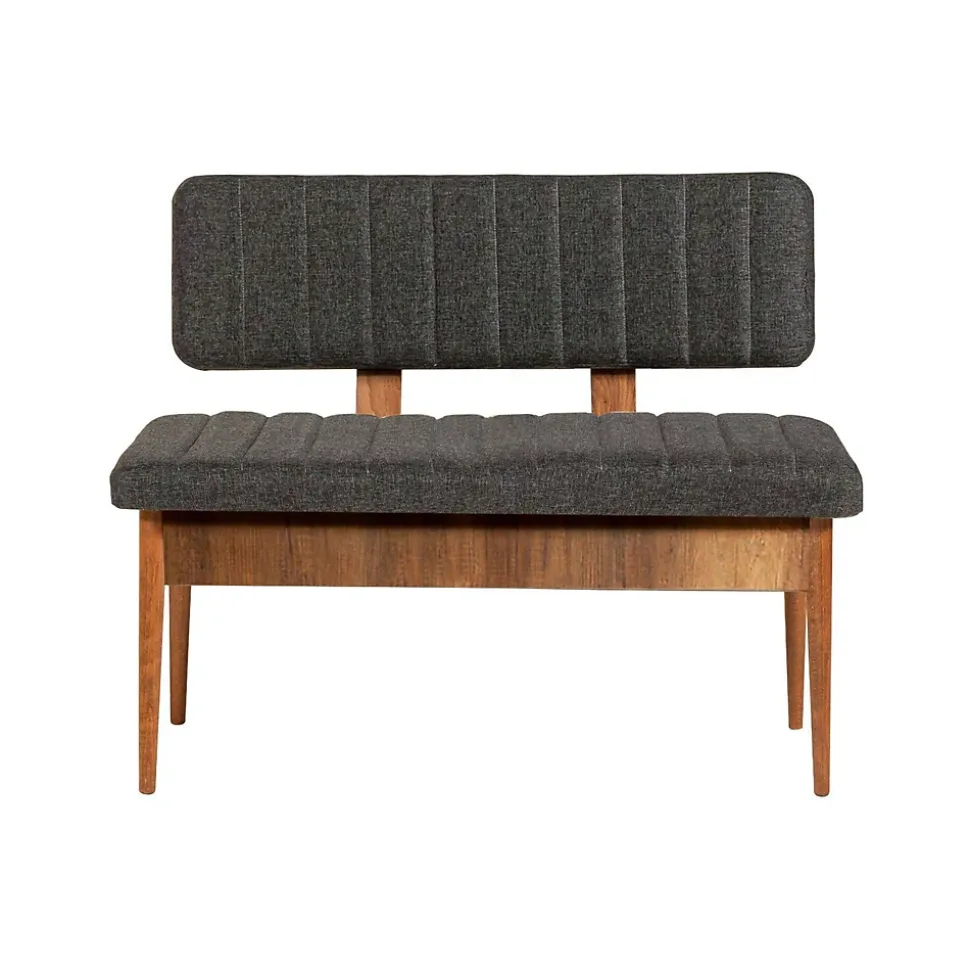 Banc Arielli, Banc polyvalent, Sièges pour les invités, Coffre multifonctionnel, 110x40h85 cm, Noyer et Anthracite