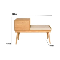 Banc Asolo, Banc polyvalent, Sièges pour les invités, Coffre multifonctionnel, 40x105h45 cm, Chêne et Crème