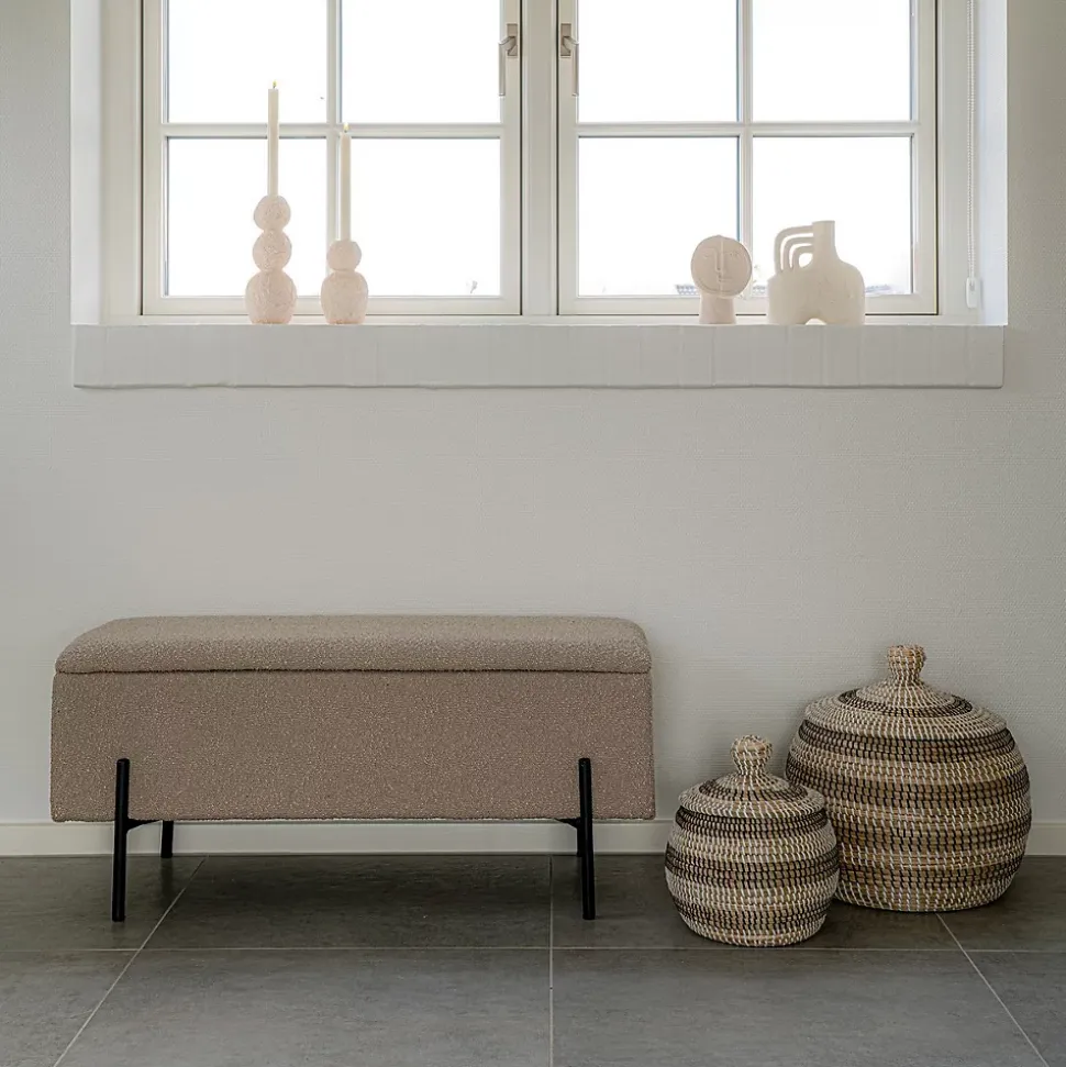 Banc avec Rangement Watford, Beige, Polyester, 36,5x95x42 cm, Seven Design