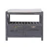 Banc Banquette Assise 2 Tiroirs Bois Gris Shabby Chic 43x65x34