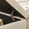 Banc banquette coffre de rangement 2 en 1 piètement acier doré assise capitonnée tissu beige