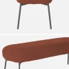 Banc. bout de lit avec revêtement bouclette texturée. rouille. pieds en métal noir. L 120 x P 41 x H 42.5cm