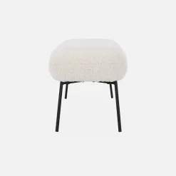 Banc. bout de lit avec revêtement bouclette. écru. pieds en métal noir. L 120 x P 41 x H 42.5cm