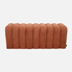 Banc. bout de lit blanc contemporain en tissu orange