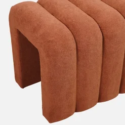 Banc. bout de lit blanc contemporain en tissu orange