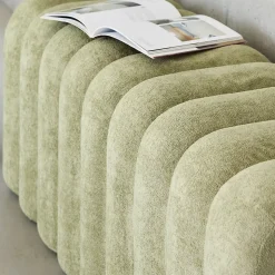 Banc. bout de lit vert contemporain en tissu