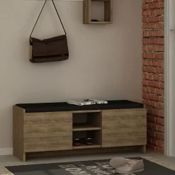 Banc chaussures 2 portes et 2 niches L110 cm - Zulla