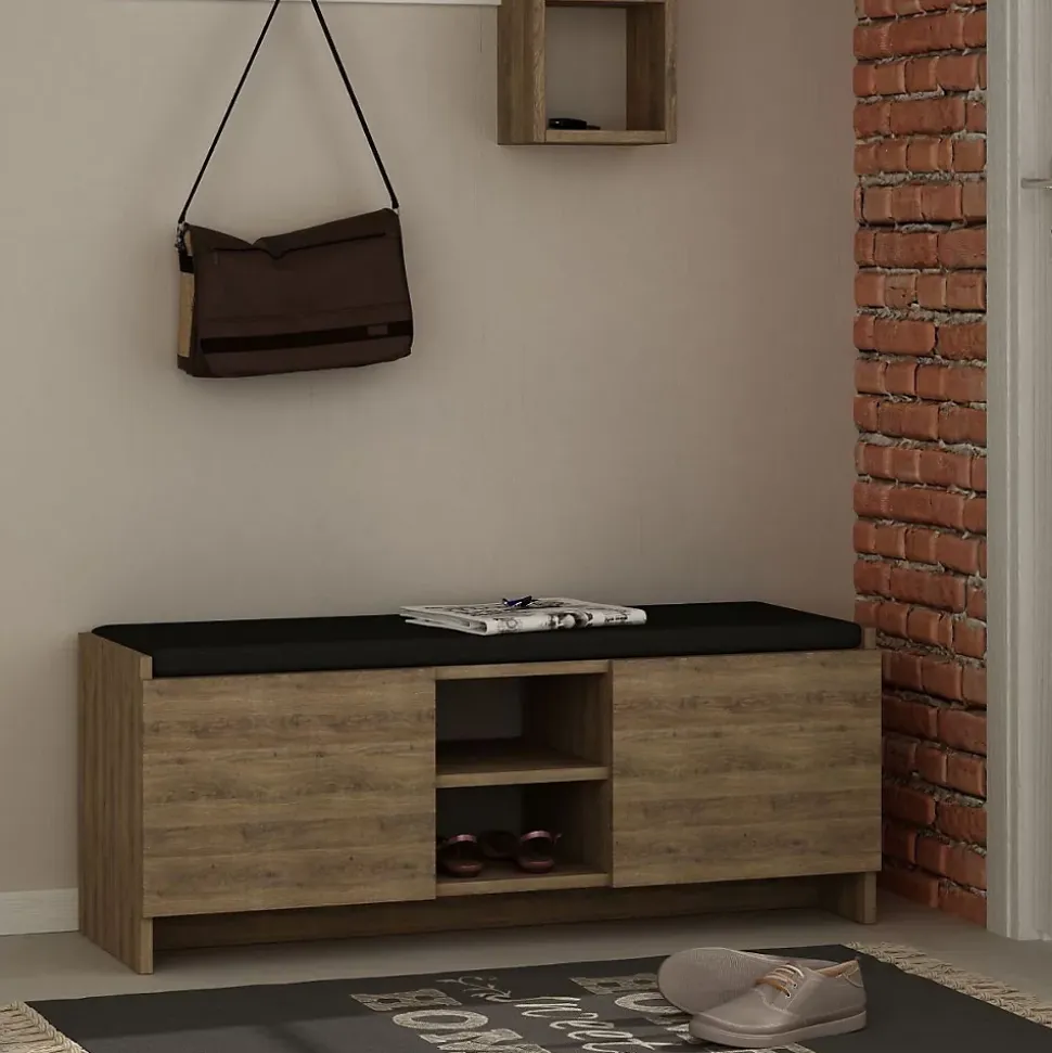 Banc chaussures 2 portes et 2 niches L110 cm - Zulla