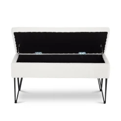 Banc coffre ALIX tissu bouclette blanc