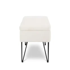 Banc coffre ALIX tissu bouclette blanc