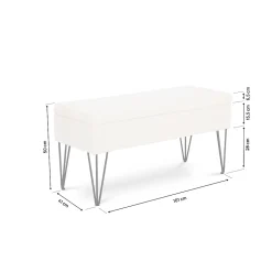 Banc coffre ALIX tissu bouclette blanc