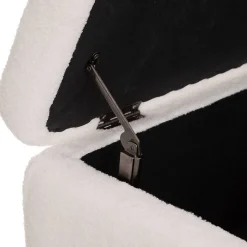 Banc coffre Aurora - bois et métal - blanc - 100x40 cm - Atmosphera