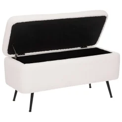 Banc coffre Aurora - bois et métal - blanc - 100x40 cm - Atmosphera