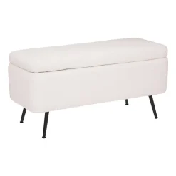 Banc coffre Aurora - bois et métal - blanc - 100x40 cm - Atmosphera