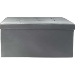 Banc coffre de rangement en polyuréthane Zoé Gris