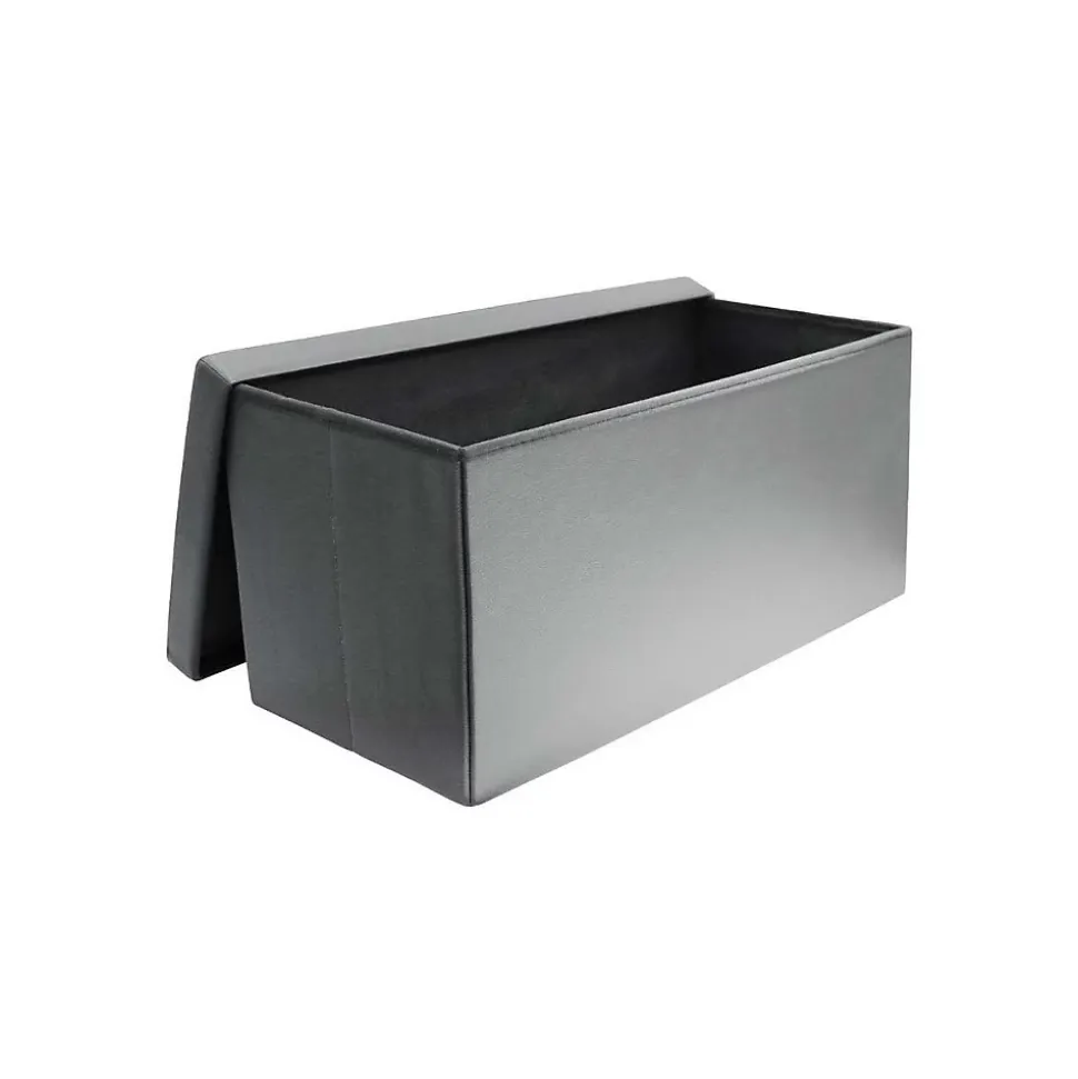 Banc coffre de rangement en polyuréthane Zoé Gris