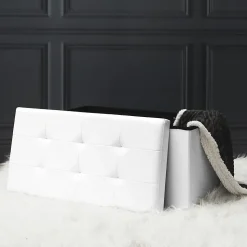 Banc coffre de rangement en polyuréthane Zoé Blanc