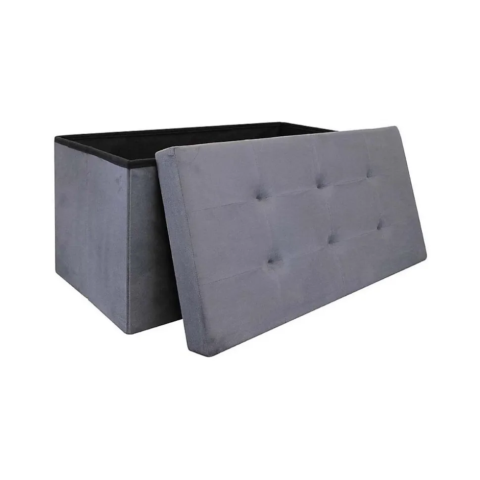 Banc coffre de rangement en suédine Lina