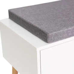 Banc coffre d'entrée chaussures LEO bois blanc