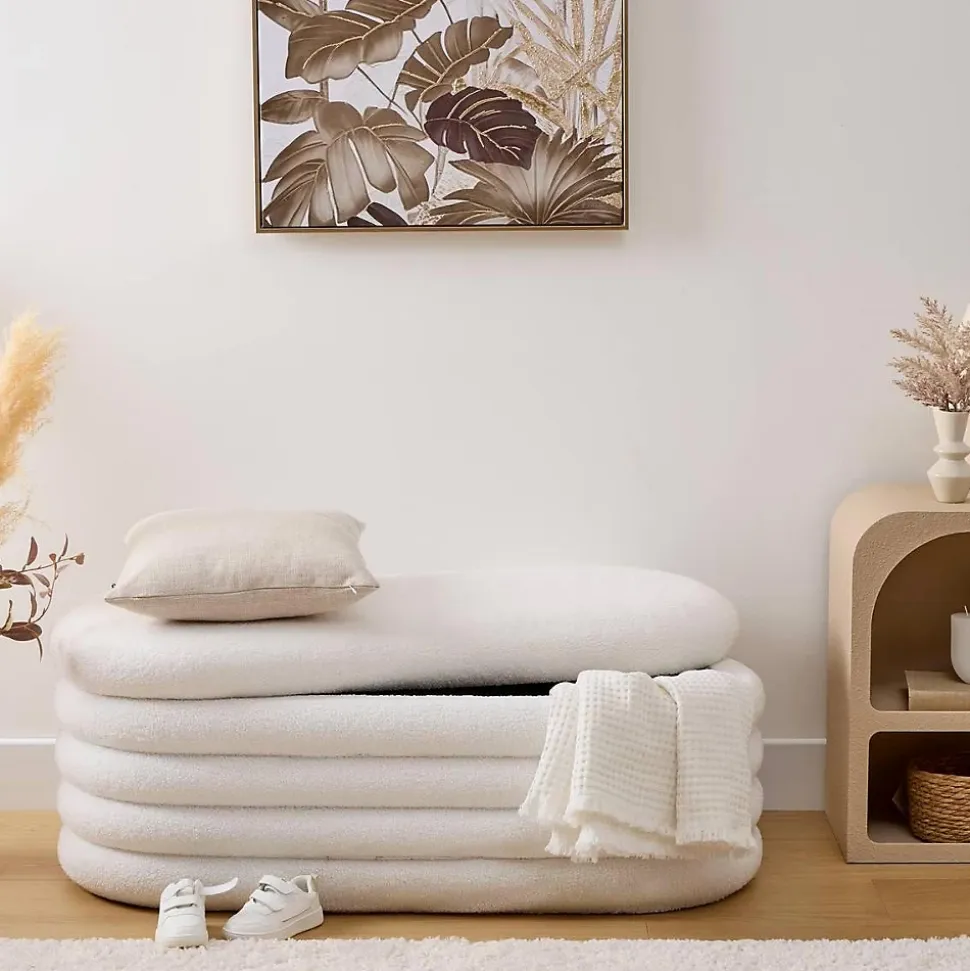 Banc coffre Giulia blanc 110x46cm - Atmosphera