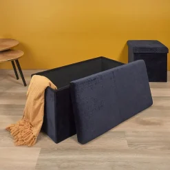 Banc coffre pliable en velours Rétro