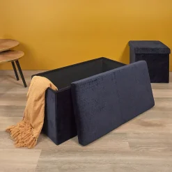 Banc coffre pliable en velours Rétro