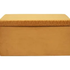 Banc coffre pliable en velours Rétro Moutarde